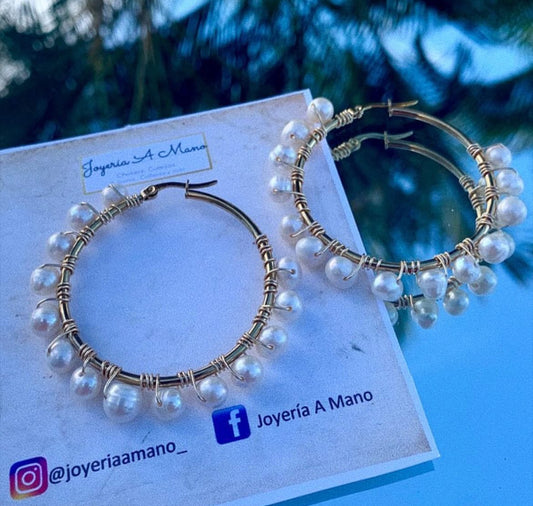 Pearl hoop earrings